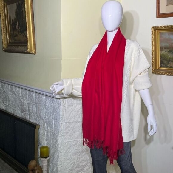 Sky Cashmere 100% Soft Virgin Wool Large Pashmina Scarf Red - Picture 2 of 4